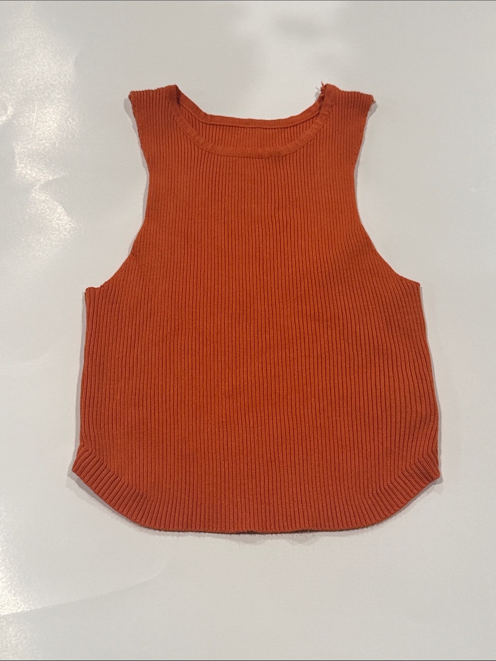 SHEIN Coral-Orange Ribbed Knit Tank Top